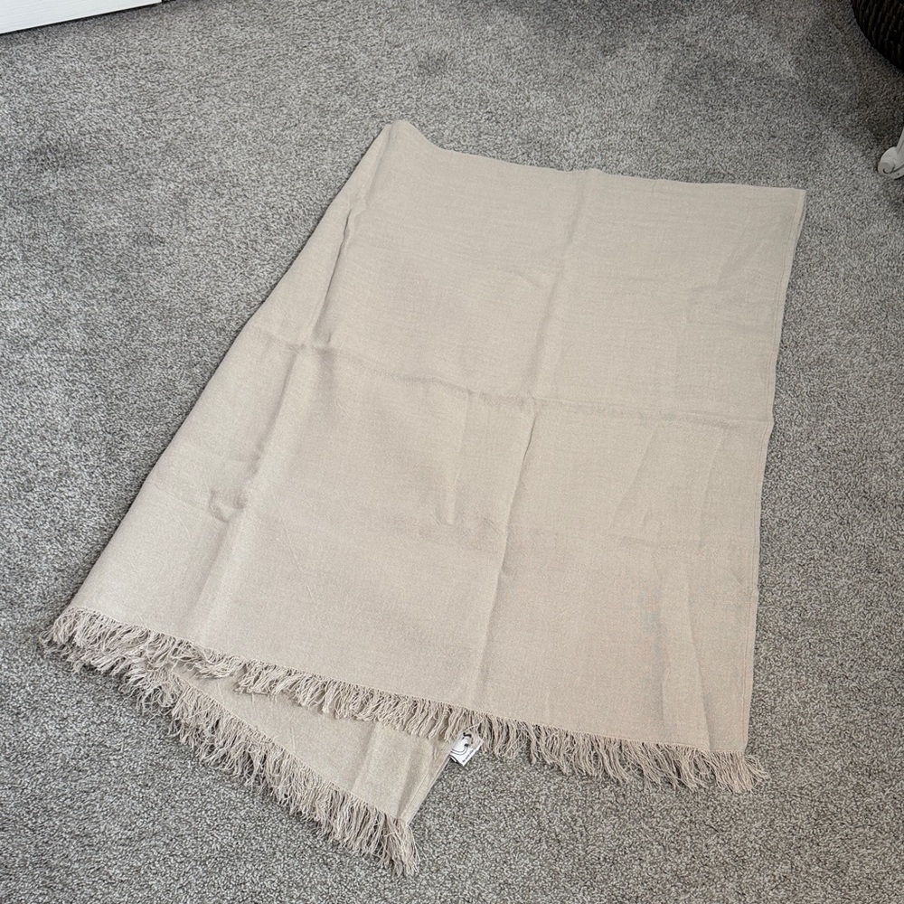 The Annie Selke companies stone washed linen beige tan throw